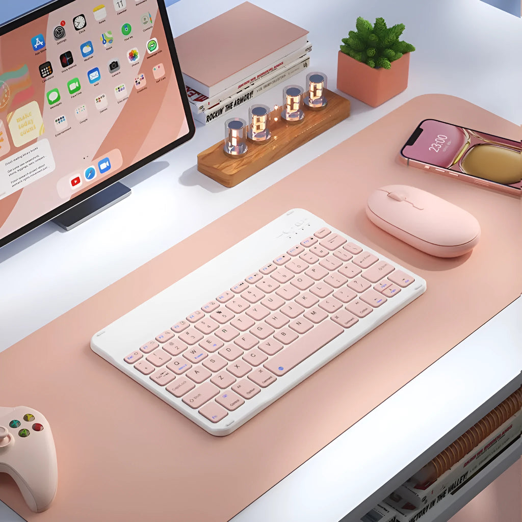 Bluetooth keyboard for Android tablets in multiple colours including white, green, and pink