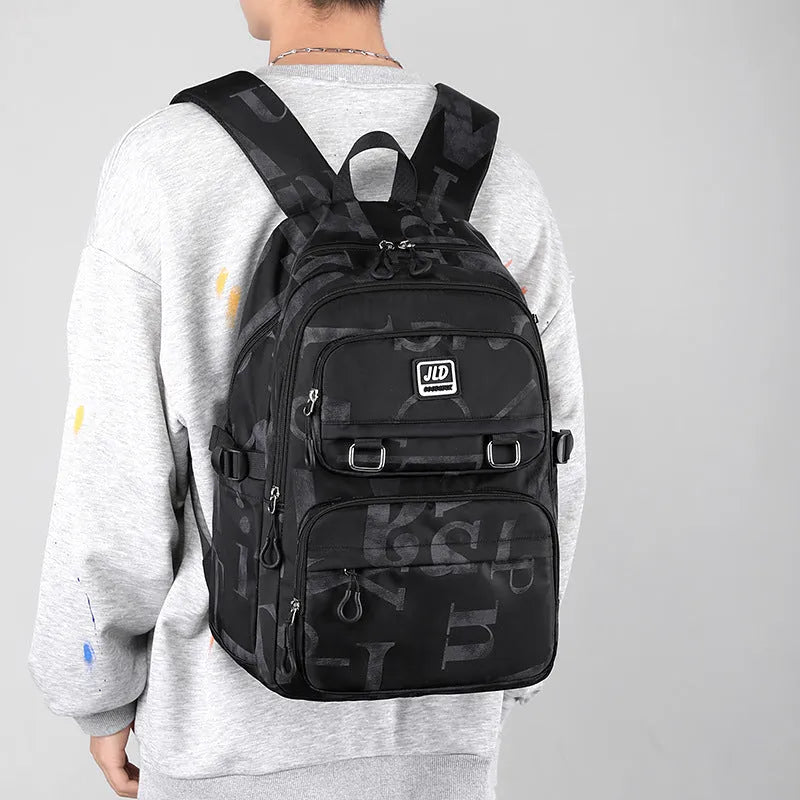 Large capacity girls' school backpack in nylon with physiological curve backplate and multiple colour options