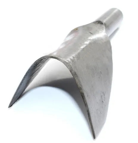 Set of six steel punch tools in half-round and V shapes, sizes 15mm to 40mm, for leathercraft and DIY.