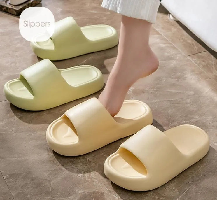 Bread Shoes non-slip EVA indoor bathroom slippers in bean green, unisex flip-flop design with thickened sole
