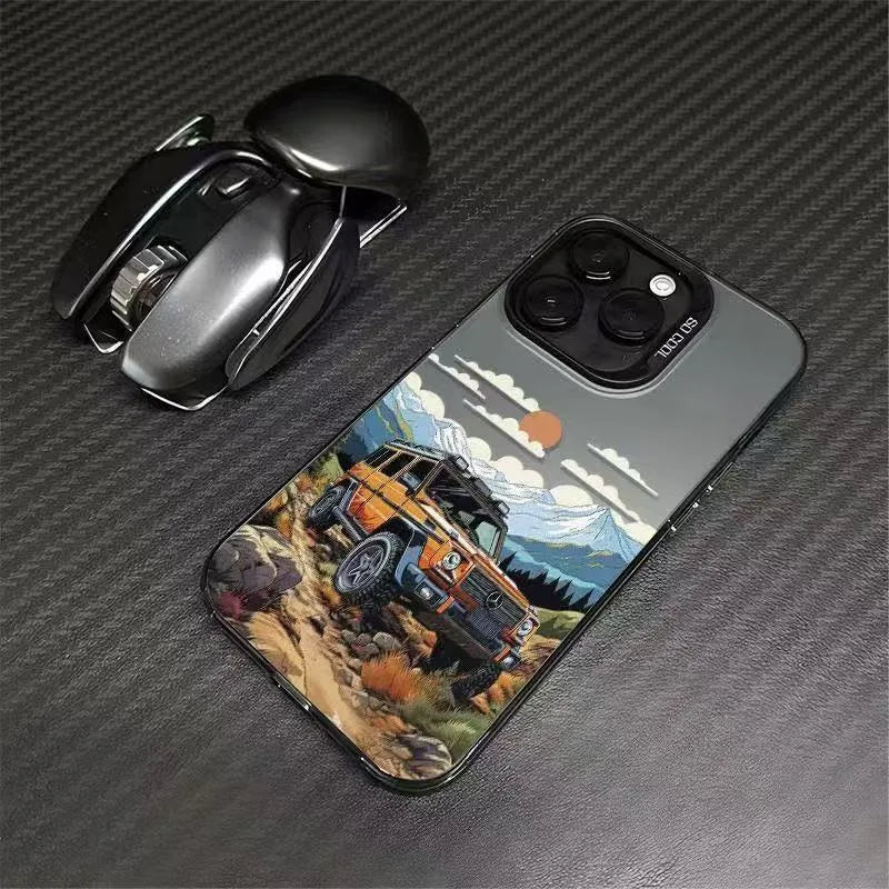 Hard PC phone case with laser stereo pattern for iPhone 15 Pro Max in black