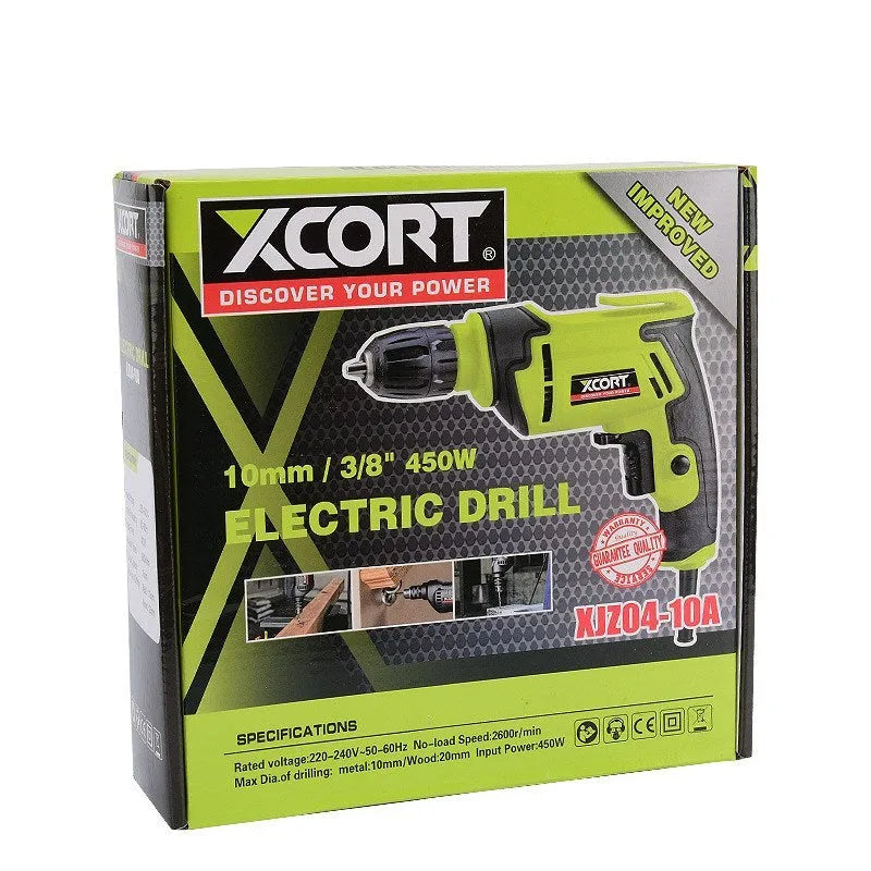 450W black pistol grip electric drill with chuck and power cable