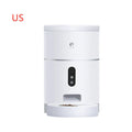 White automatic pet feeder with 1080P camera, 4L capacity, detachable food plate, and desiccant box