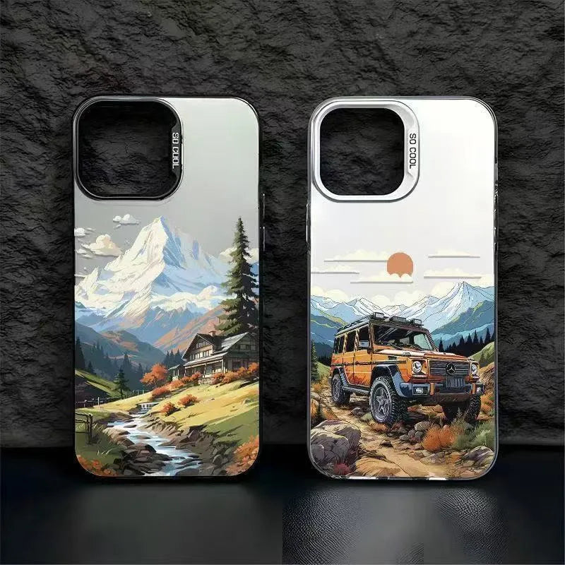 Hard PC phone case with laser stereo pattern for iPhone 15 Pro Max in black