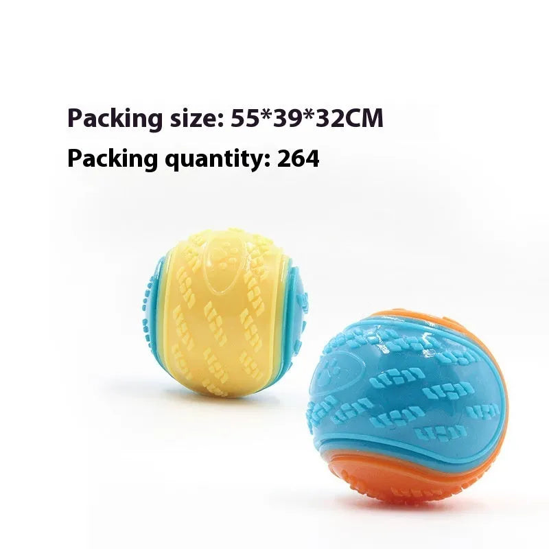 TPR dog training ball with sounding mechanism in red and blue colour combination