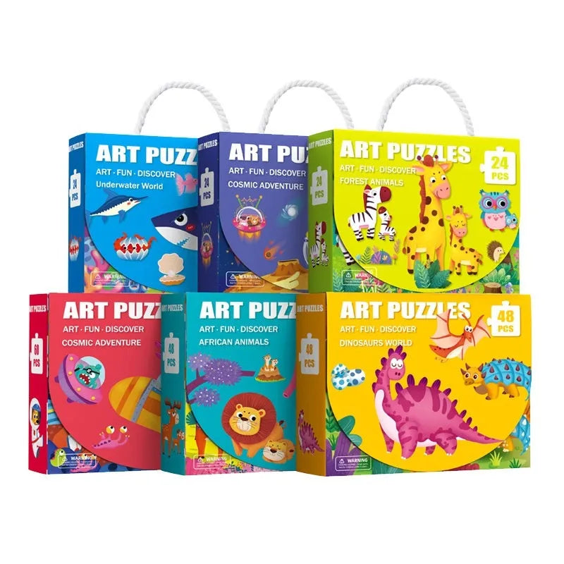 Children's paper puzzle gift box with 100 pieces showing animal world design for ages 4-6