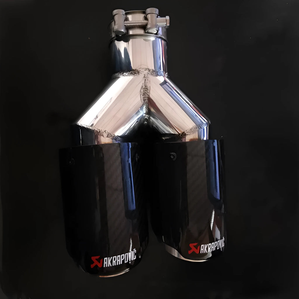 One modified two tail throat car decorative exhaust pipe carbon fibre stainless steel black bright 250x185x89mm