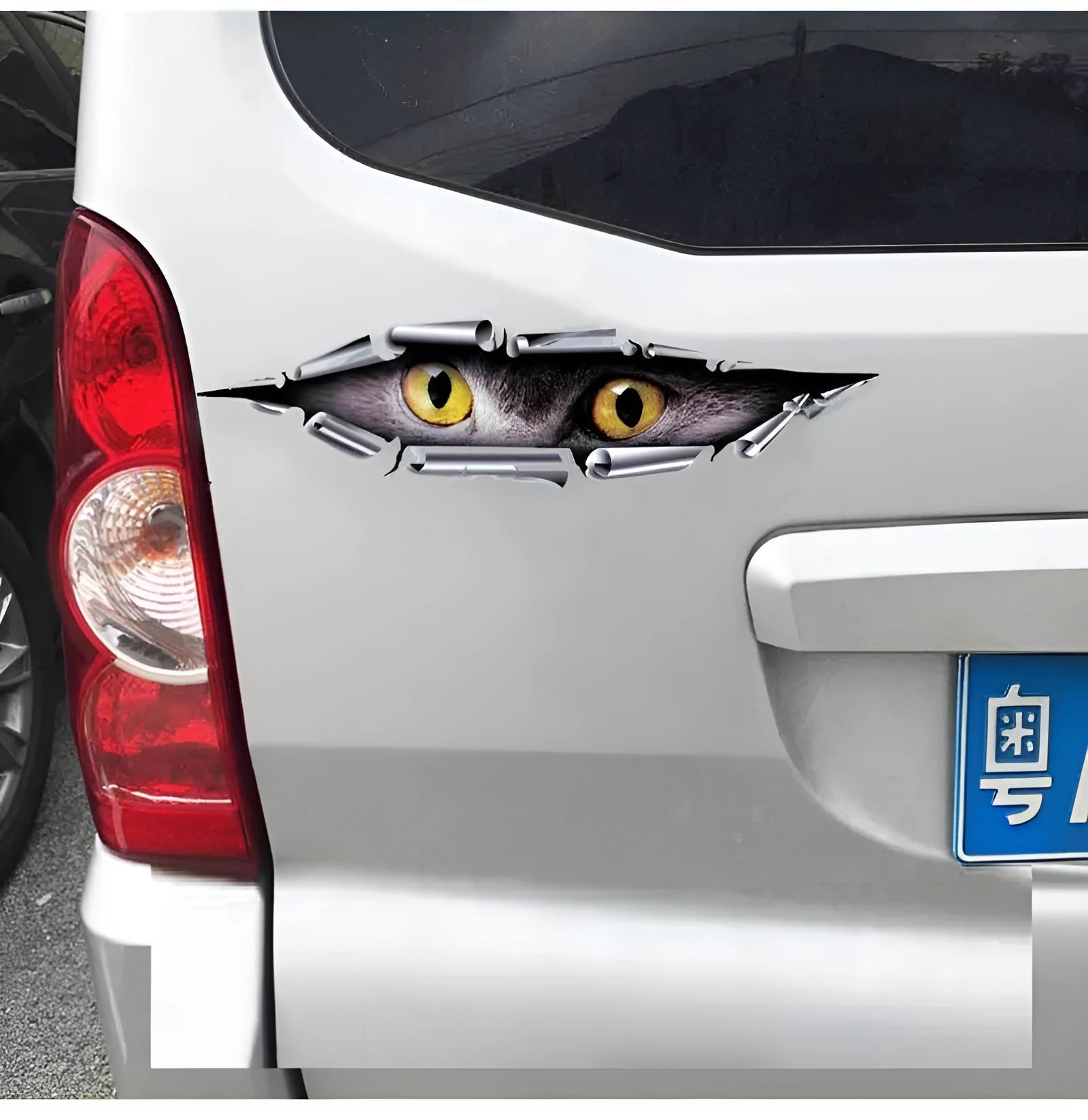 35cm 3D car bumper sticker with tiger eye and eagle eye patterns on transparent PVC material