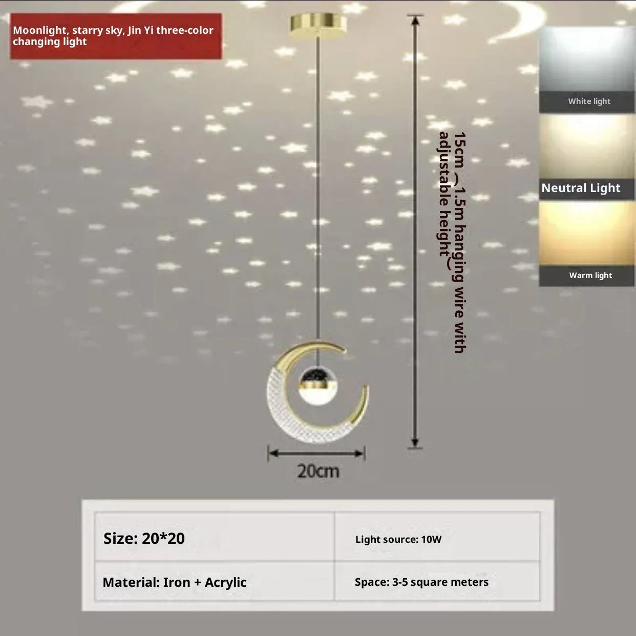 Adjustable pendant light in gold finish with simple modern design for living room or dining room