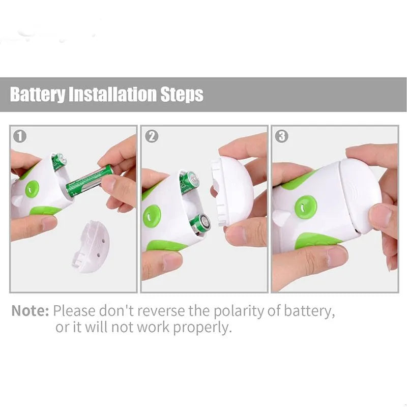 Green electric nail trimmer and file, ABS body, 17x21.5x6.5cm, for hand and toe nail grooming