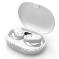 Simple Home rotating wireless Bluetooth headset in black with digital display screen, ear-mounted style