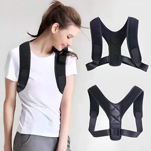 Babaka style back correction band for sitting posture support with adjustable nylon straps