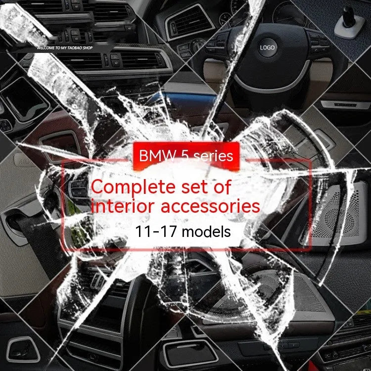 BMW 5 Series interior door handle decorative trim strip kit with four ABS stainless steel frame bars.