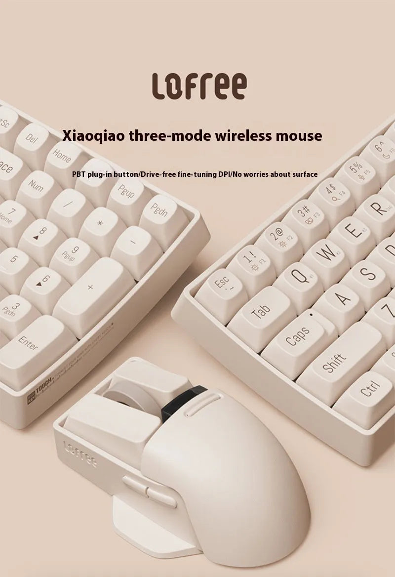 Xiaoqiao wireless mouse in standard size with seven buttons, four-way scroll wheel, and Type-C charging port