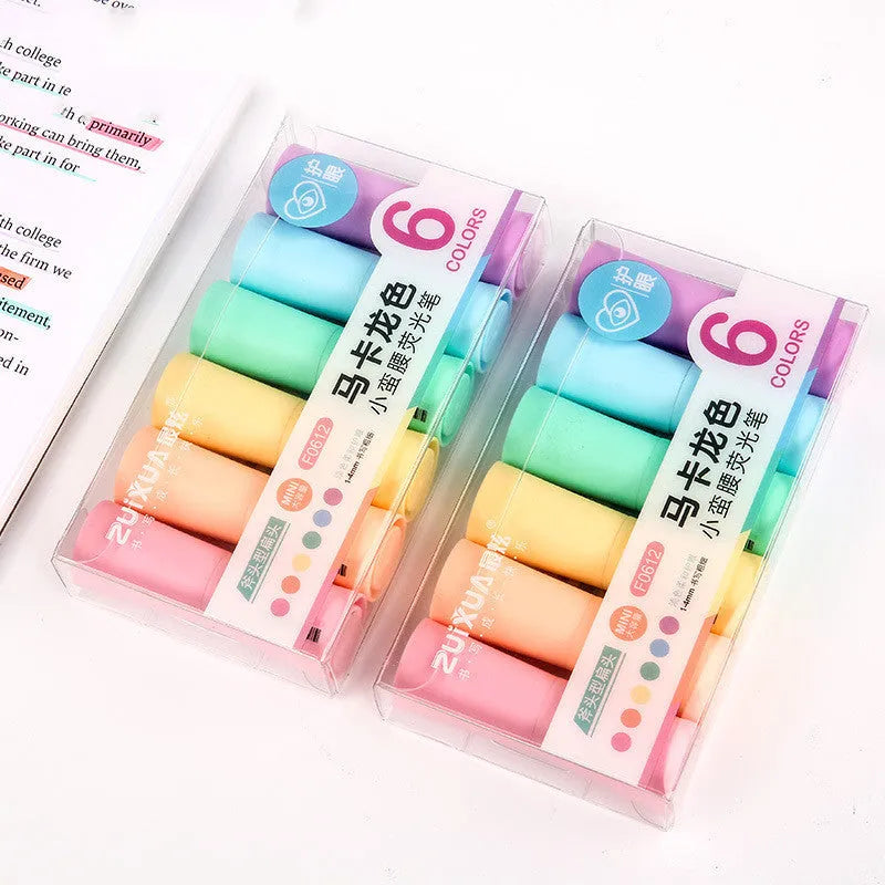 Macaron colour marker painting pen set, 6 colours, plastic shell, bagged packaging