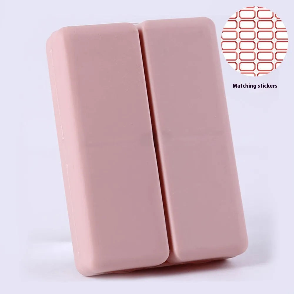 Four-color magnet 7-grid pill box in solid blue colour showing foldable covered design with seven compartments