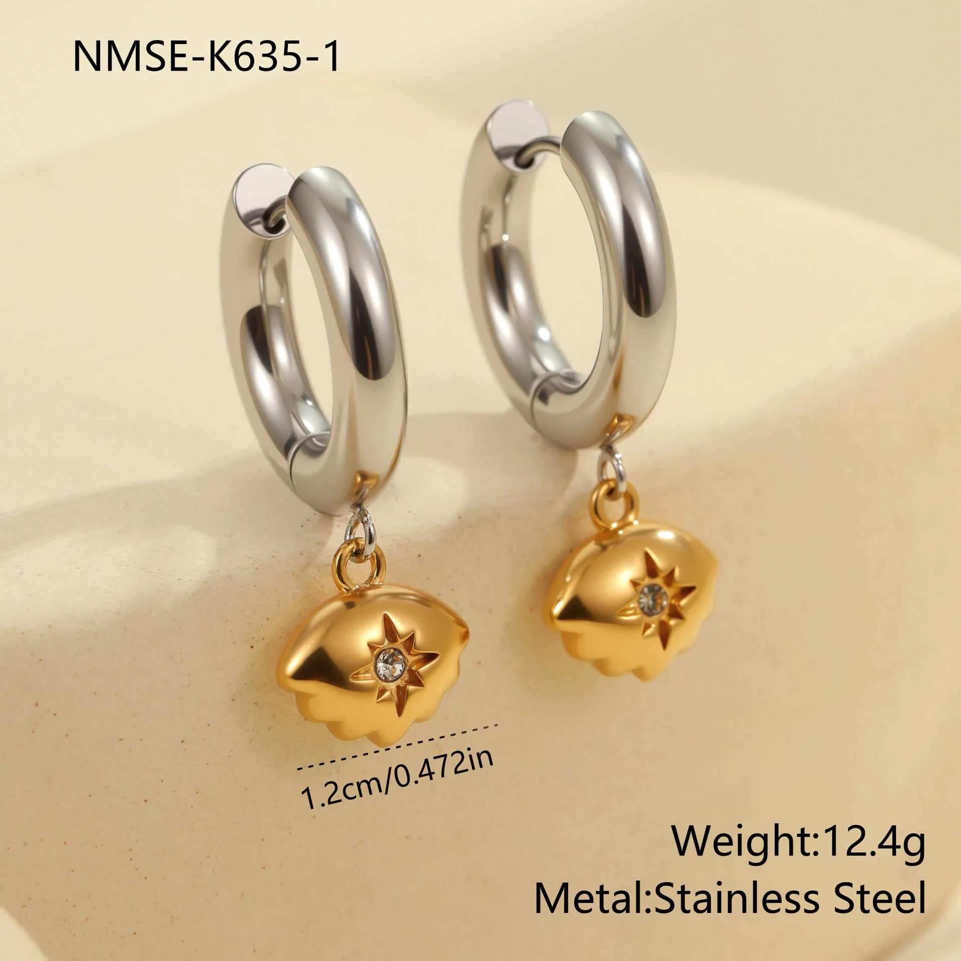 Christmas tree earrings stainless steel 18K gold plated heart star geometric dangle jewellery