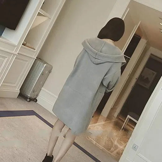 Plus size women's loose fit cotton coat with lace detail in black, grey or pink colour options