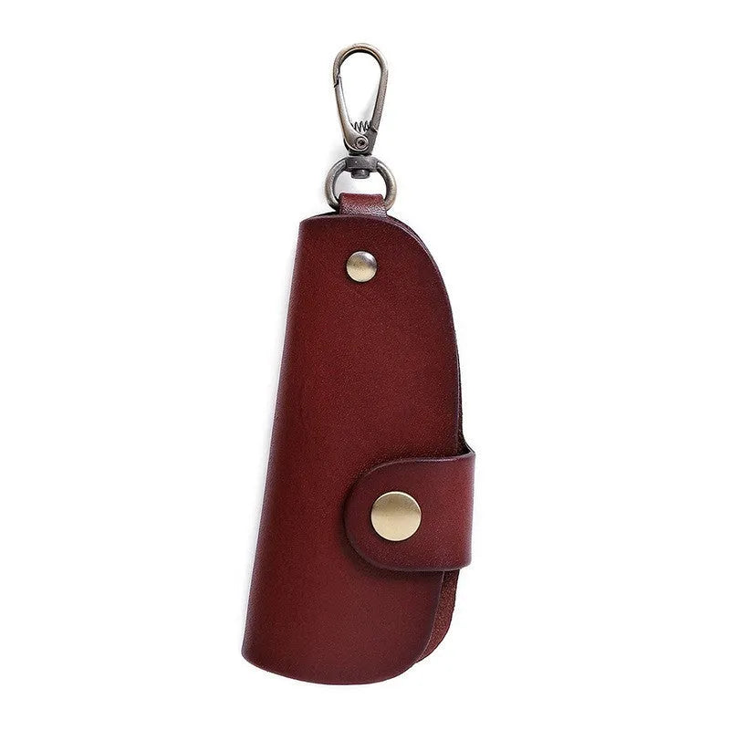 Genuine leather car key case in four colour options: black, brown, coffee and purplish red