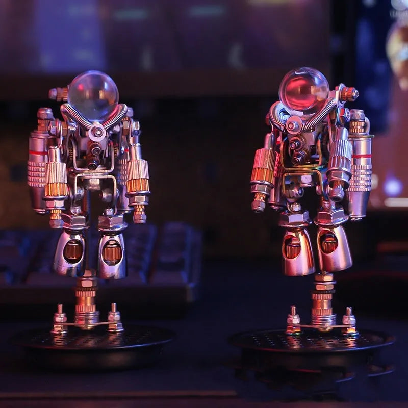 Mechanical Party Astronaut alloy model kit assembled on desk, over 154 parts, 65x65x115mm