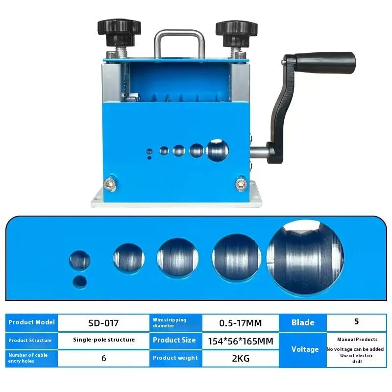 SD-017 manual wire stripping machine with adjustable mechanism for wires 0.5-17mm diameter