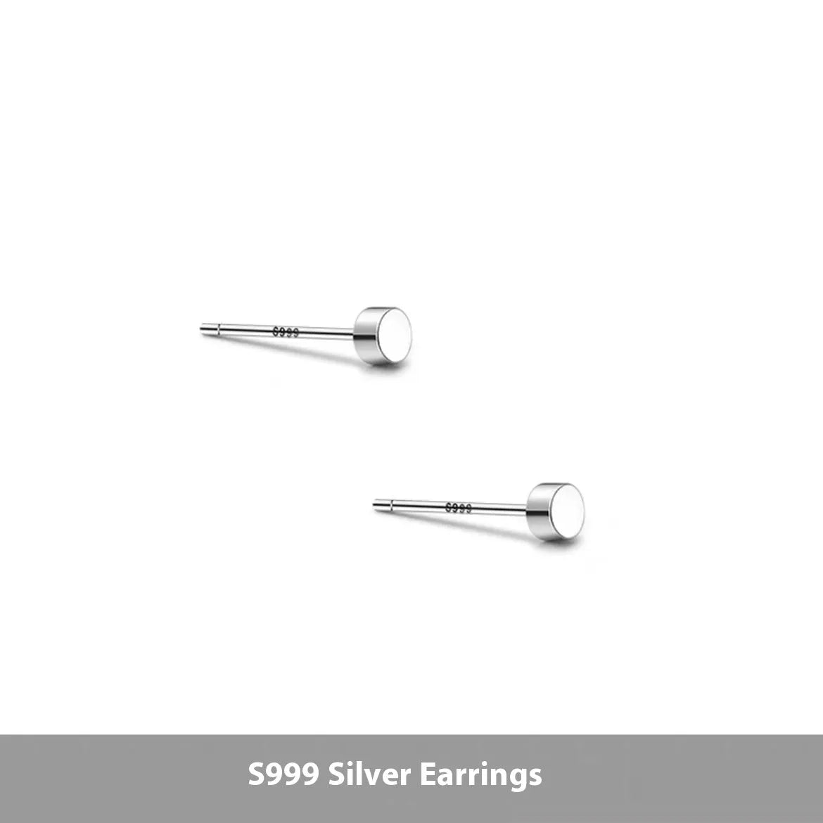 Sterling silver S999 flat ear bone studs in silver and black electroplated finishes
