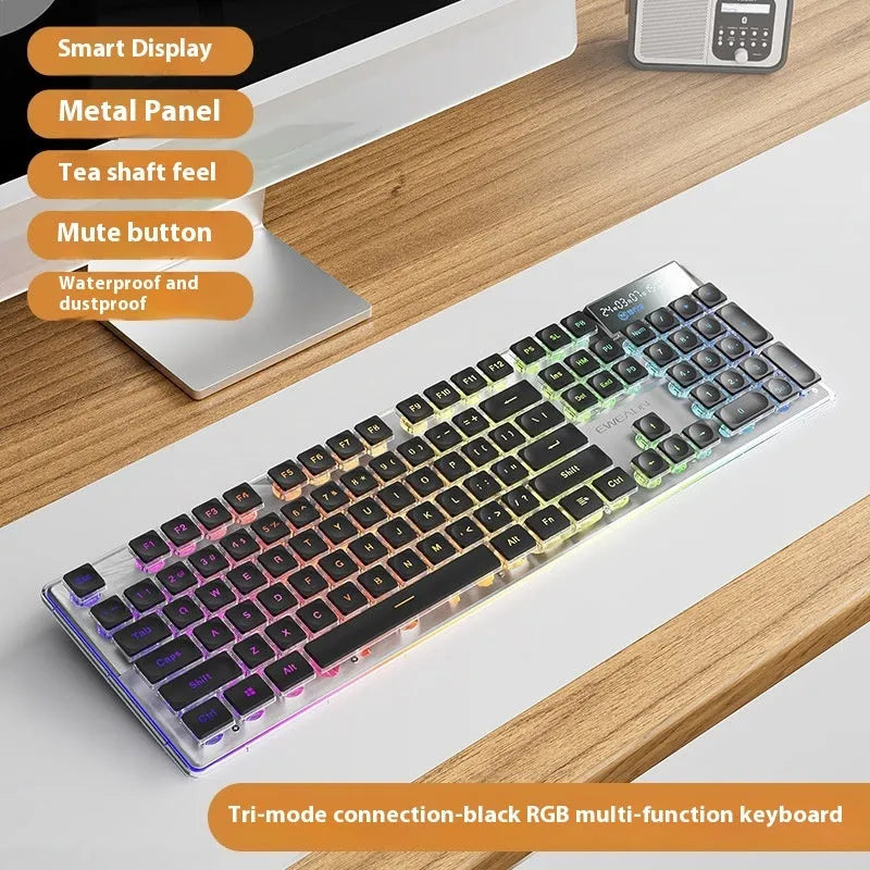 Prewalker V3 silent keyboard and mouse set in retro green colour on a desk.