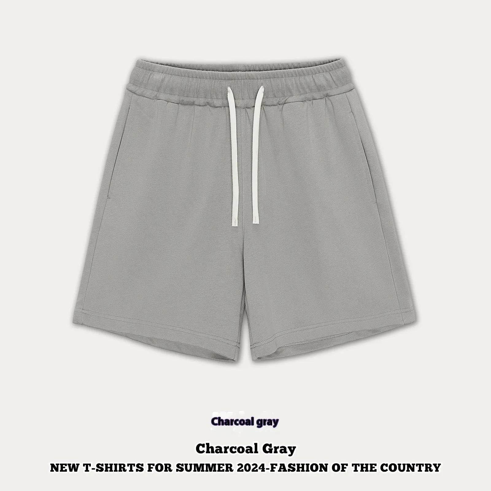 Children's loose-fit denim shorts in charcoal grey on a hanger