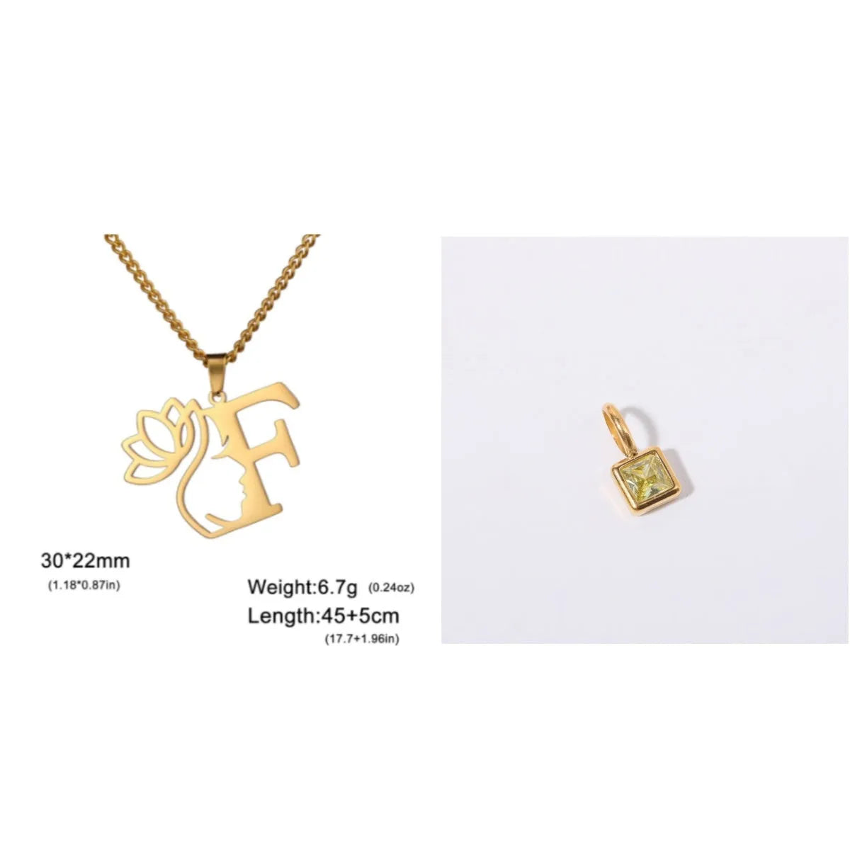 Stainless steel cross chain necklace with pendant in gold or silver electroplated finish