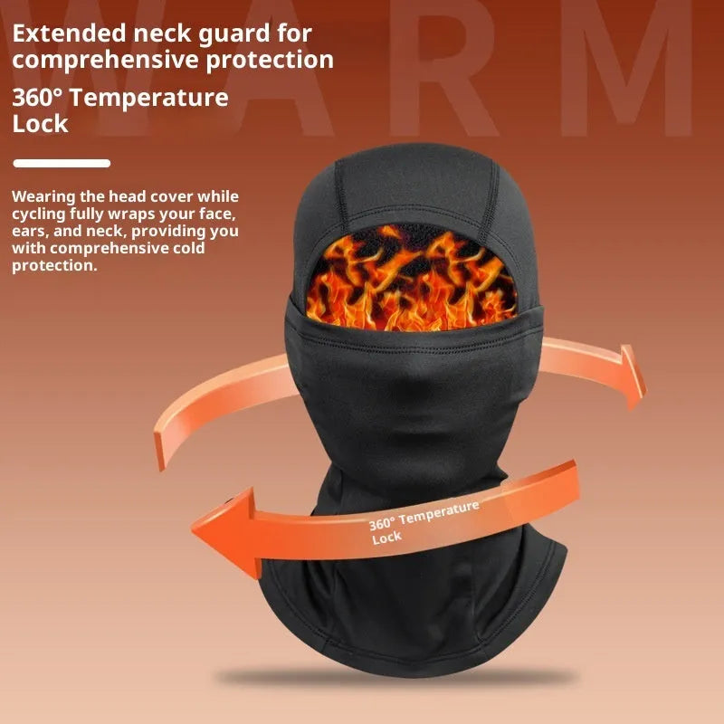 Riding cold-proof windproof outdoor fleece-lined thermal face care ski mask in black for men and women