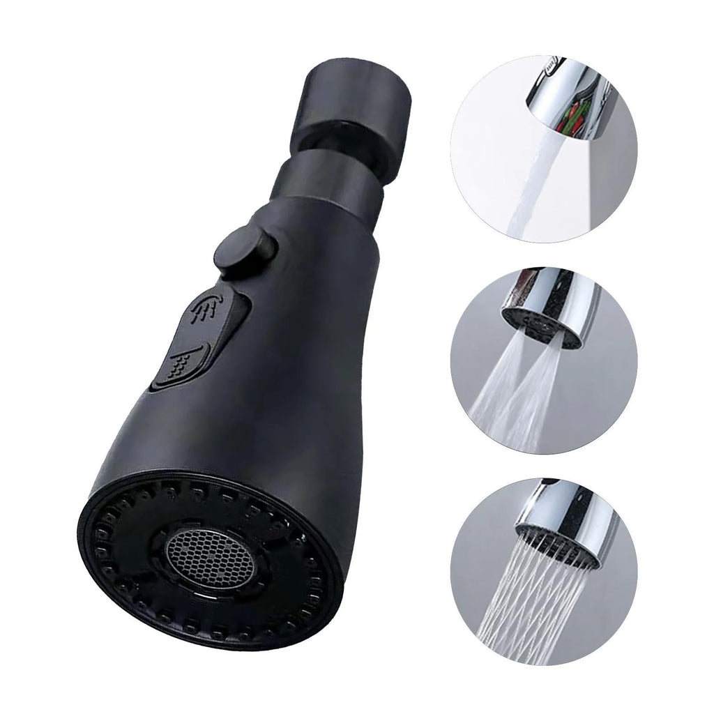 Universal pressurised kitchen faucet sprayer nozzle with rotating head in matte black finish