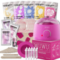 Professional 52-piece waxing kit with wax warmer, hard wax beans, application tools and post-treatment products