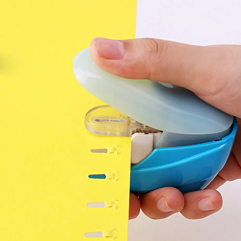 Stapler-Free Stapler ABS Plastic Embossed Binder for Home Office School Use Compact Paper Fastener Up to 8 Sheets Eco-Friendly No Need for Staples Random Colour