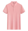 Lapel polo shirt for men and women in Light Blue colour, short sleeve, 100% polyester fabric with side slit
