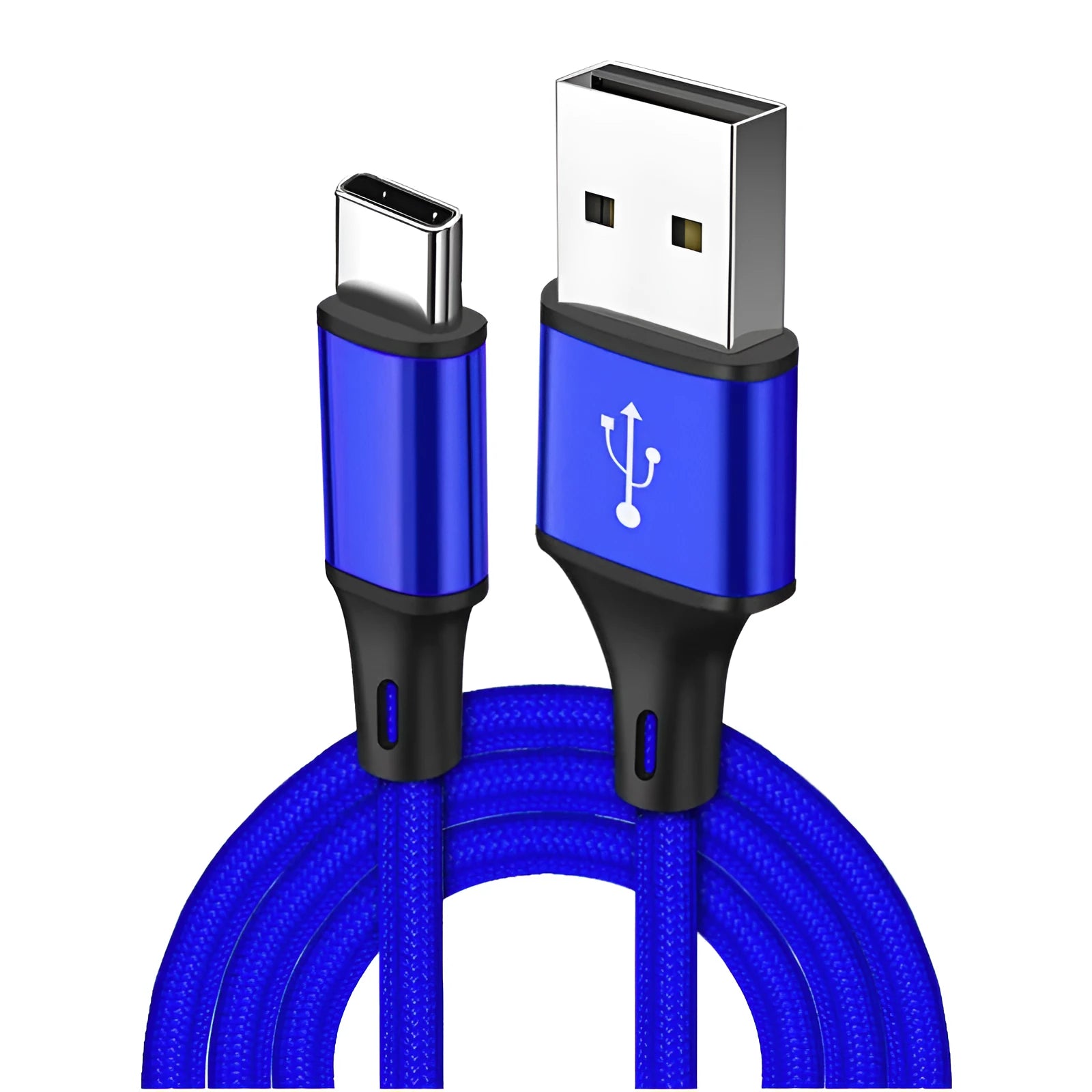 2m mobile phone data cable in multiple colours with USB and TYPE-C connectors