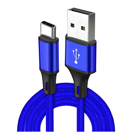 2m mobile phone data cable in multiple colours with USB and TYPE-C connectors