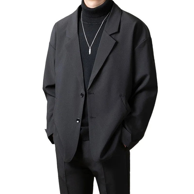 Men's casual loose suit jacket in polyester blend fabric available in four colours