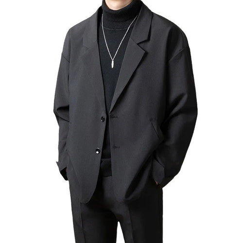Men's casual loose suit jacket in polyester blend fabric available in four colours