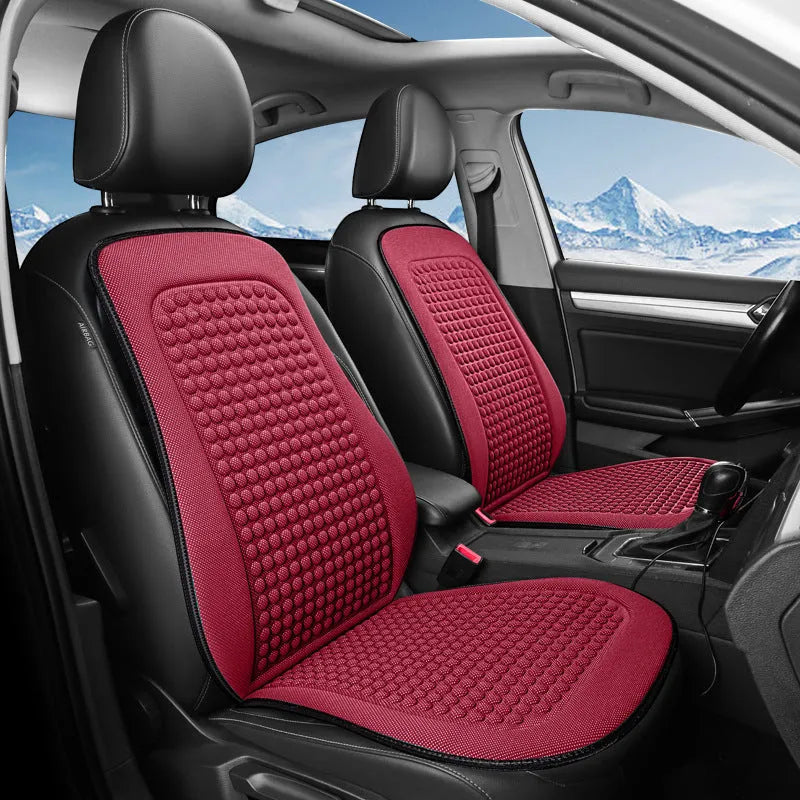 Cool Silk tie-free car seat cushion with massage function in carbon black for single seat