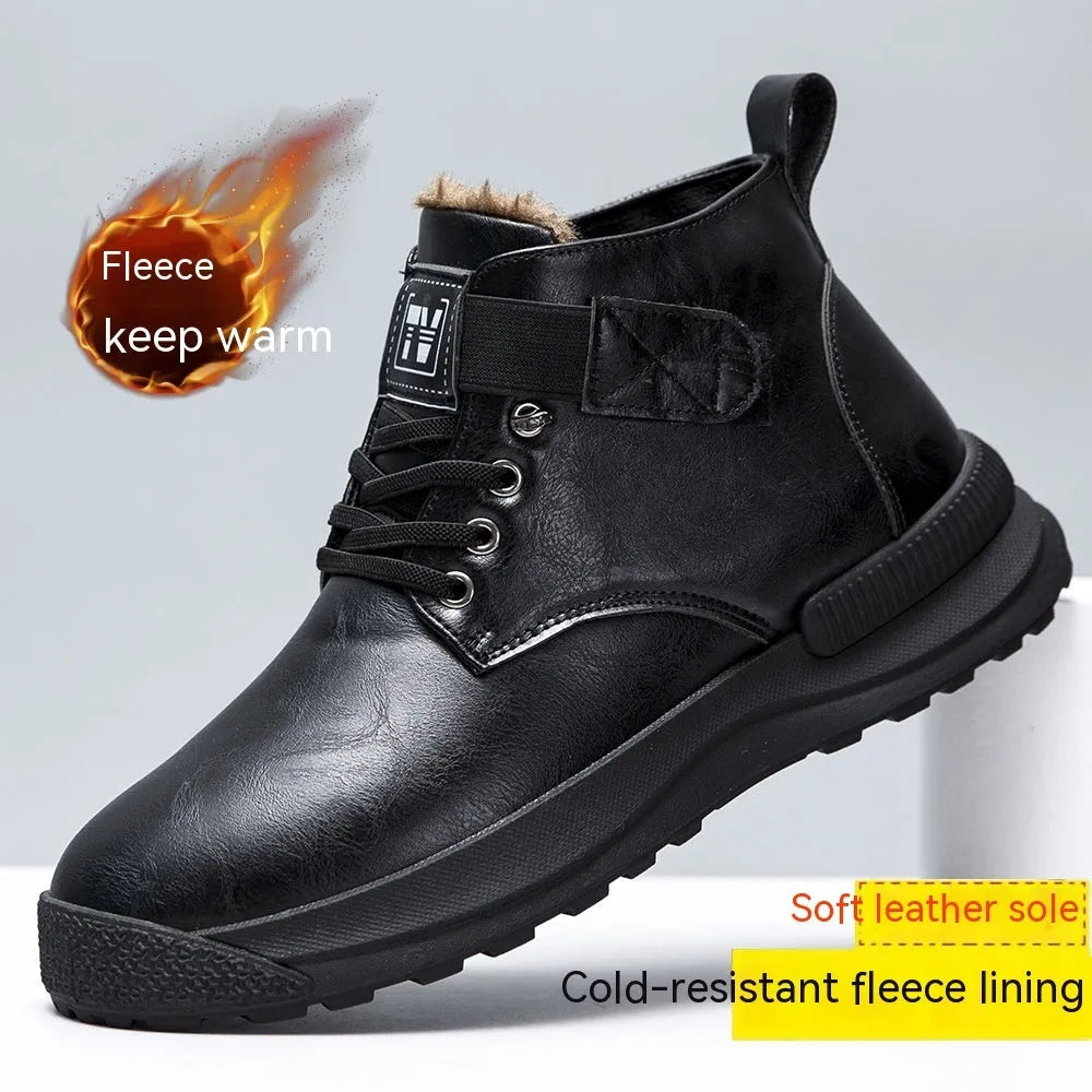 Martin Boots men's high-top platform boots in black or brown with artificial PU upper and rubber sole