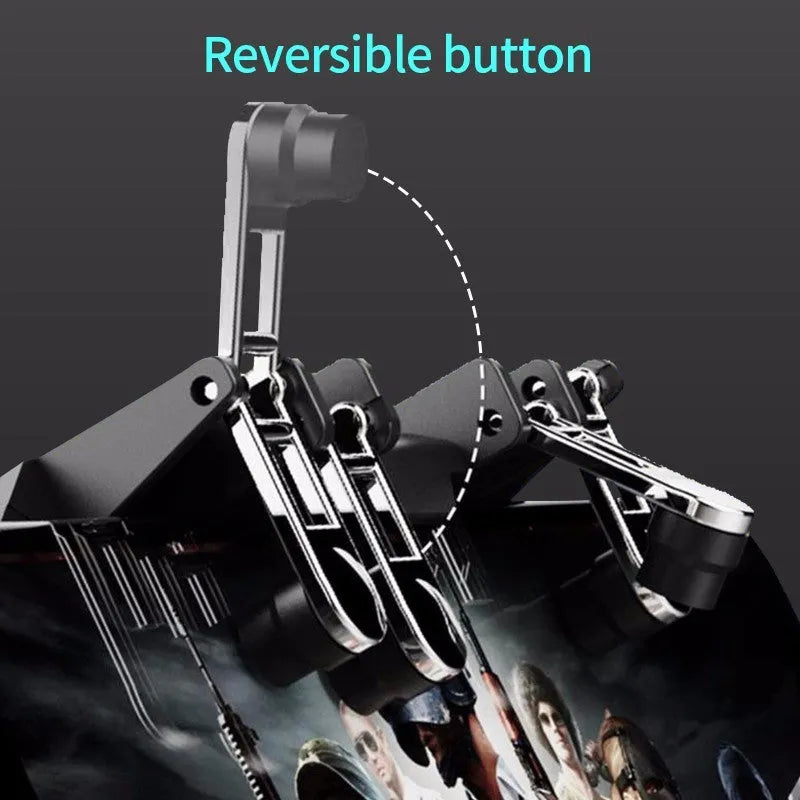 AK66 black six-finger gamepad controller with rotatable lever for PUBG on mobile phones