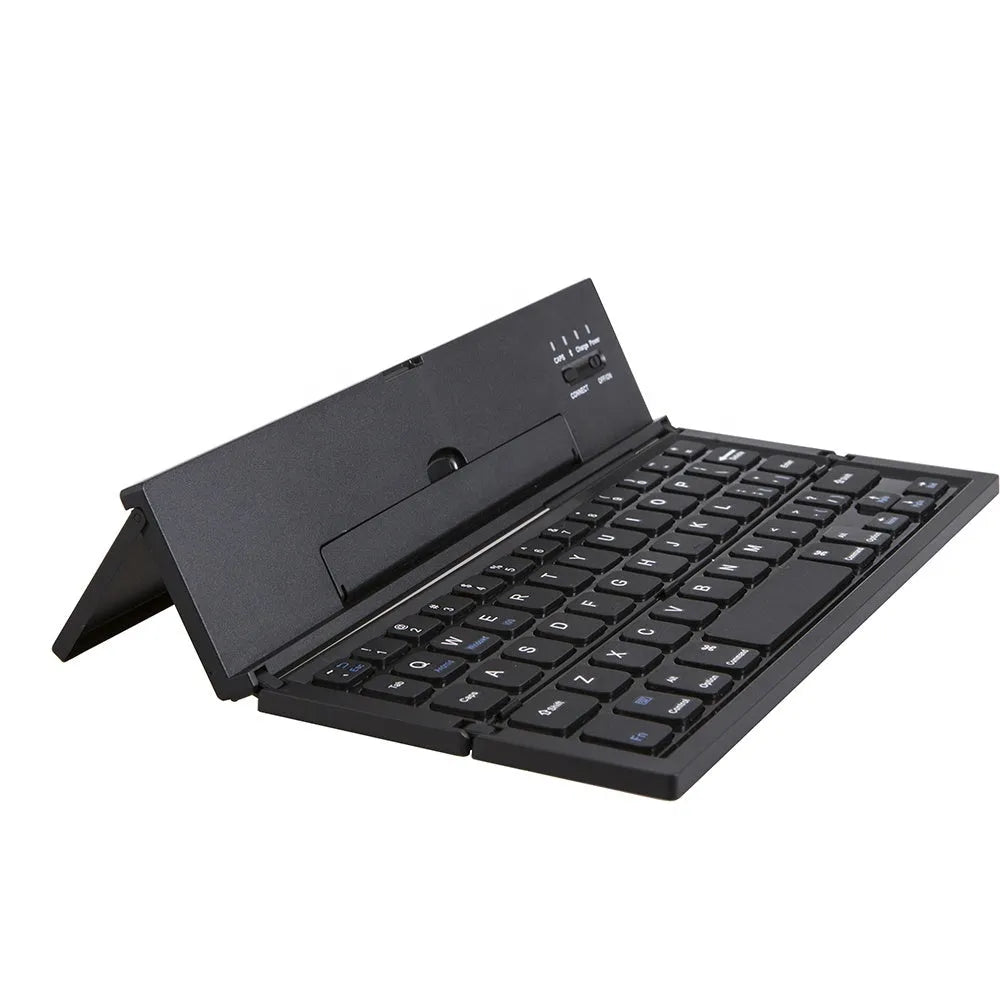 Black mini folding Bluetooth keyboard for tablets showing numeric keypad and compact 5-inch design