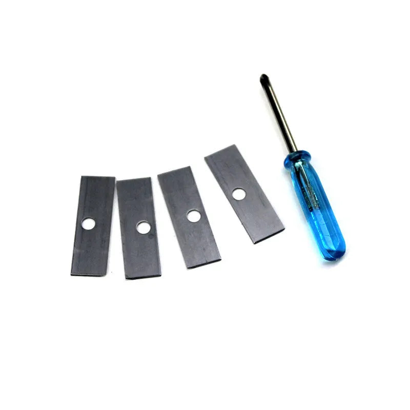 Geometric four-hole pencil sharpener with replaceable blades and screwdriver for creative art use