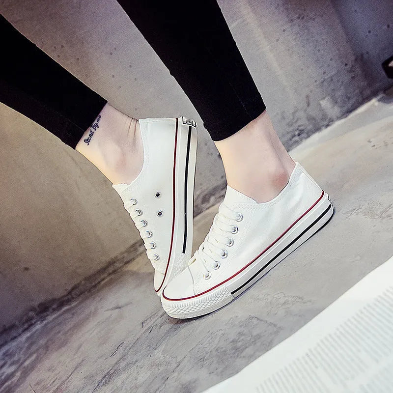 Women's casual canvas shoes in solid colours with canvas upper for summer wear