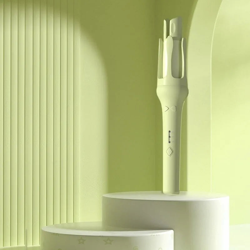 32mm automatic hair curler in white or chigo colour with pink, purple, green, or beige accents