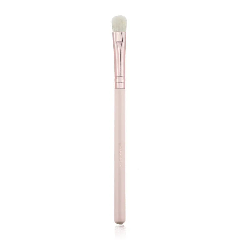 26 pink makeup brushes with wool heads and wooden handles in PU carrying case