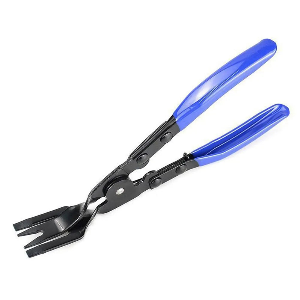 Blue car door panel removal pliers with forged steel construction, 235mm long