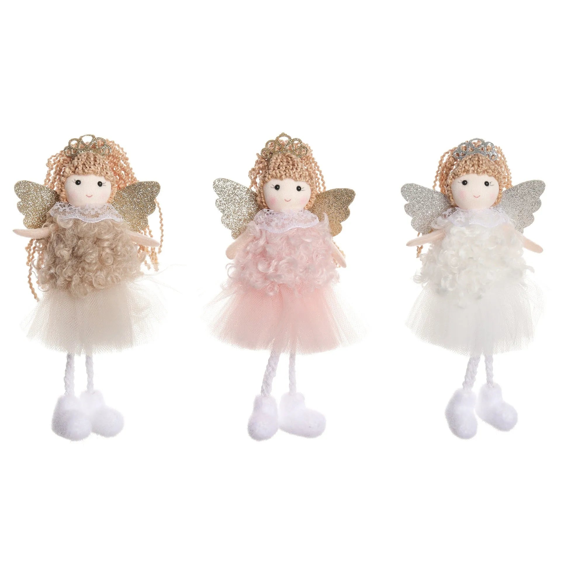 Christmas angel cartoon fabric hair pendant for girls high ponytails in white, pink, khaki colours