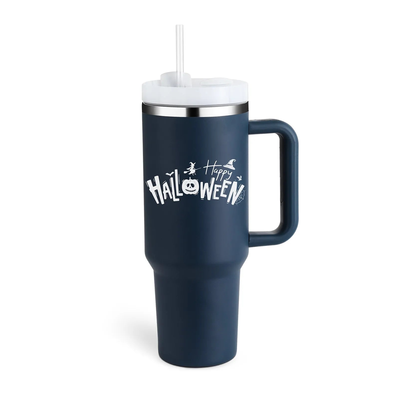 40 oz stainless steel insulated tumbler with handle and straw in multiple colours