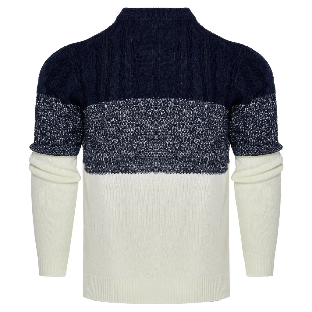 Men's cotton-blend knitted pullover sweater available in multiple sizes and styles